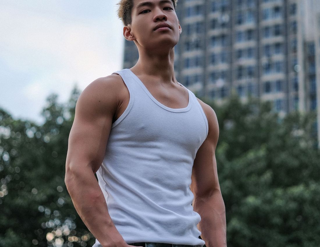 Athletic man training