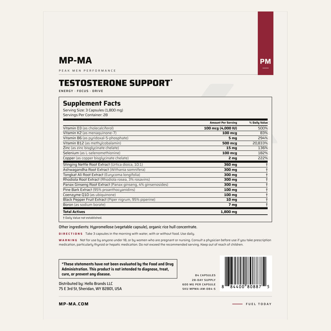 MP complete back label and Supplement Facts from the September 17 print file.