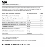 MA Sleep & Recovery formula supplement facts label