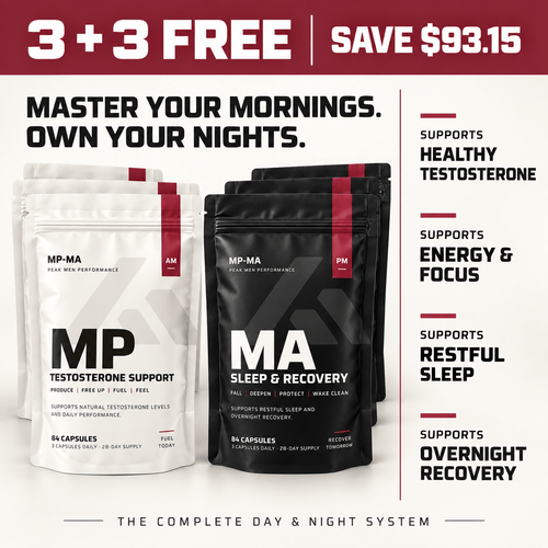 MP and MA pouches with bundle offer graphic: Master your mornings, own your nights