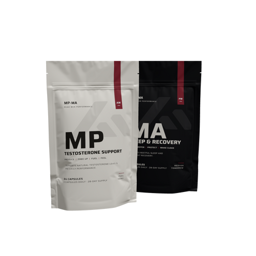 MP-MA day and night system: MP Testosterone Support and MA Sleep & Recovery pouches